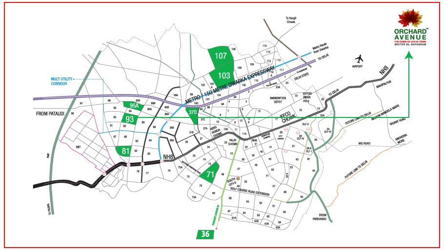 Signature Global Orchard Avenue Location Map