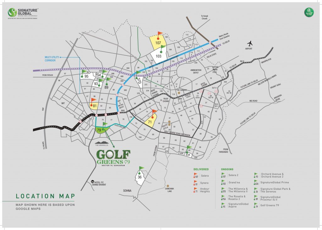 Signature Global Golf Greens 79 Location Map