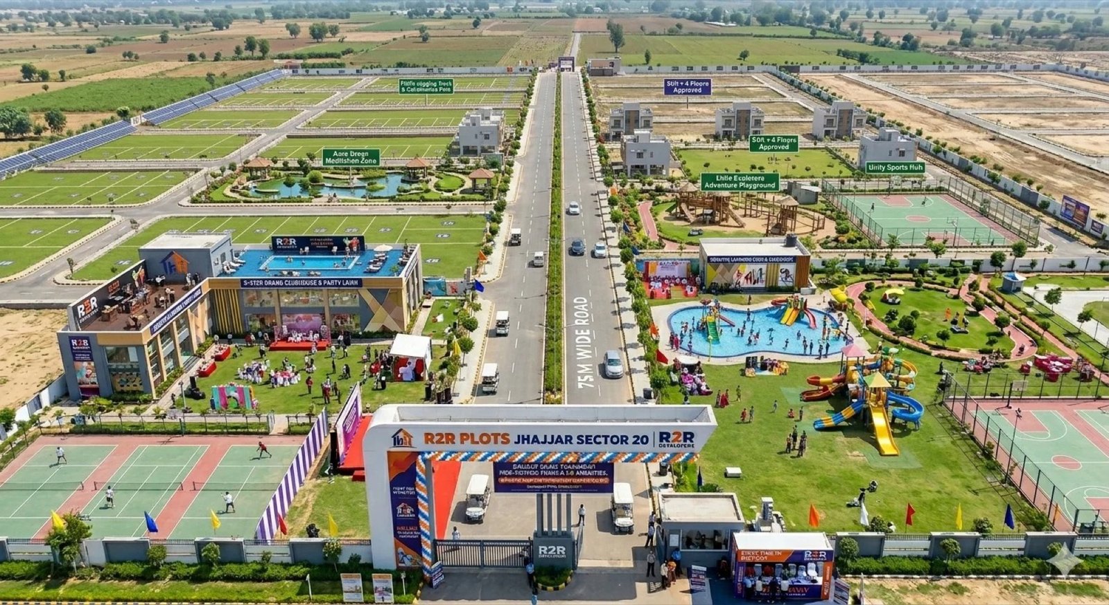R2R Plots Jhajjar township aerial render