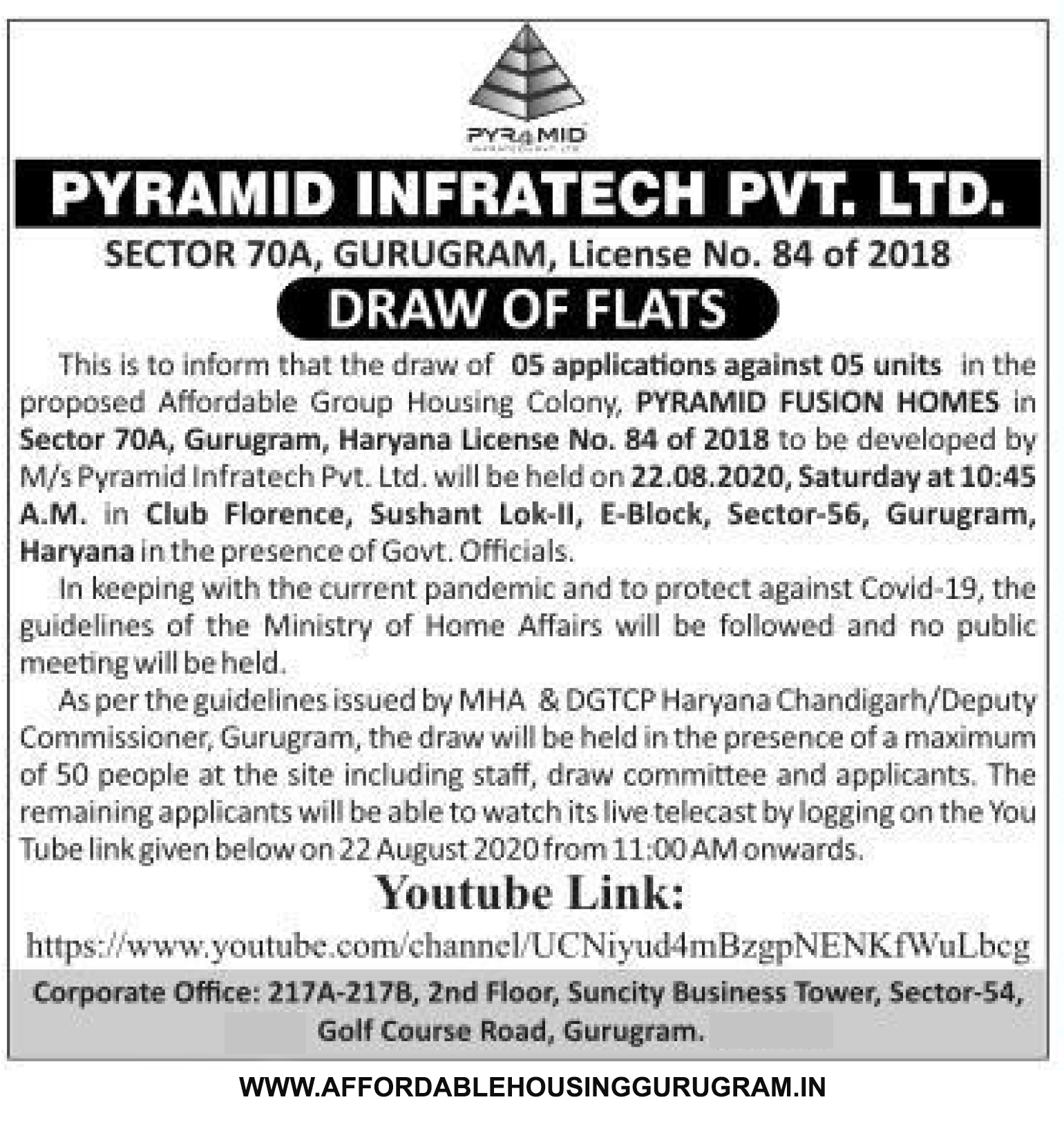Pyramid Fusion Homes Sector 70A Gurgaon Draw Date
